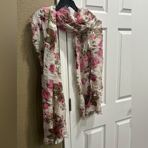 H&M Pink and Olive Floral Scarf